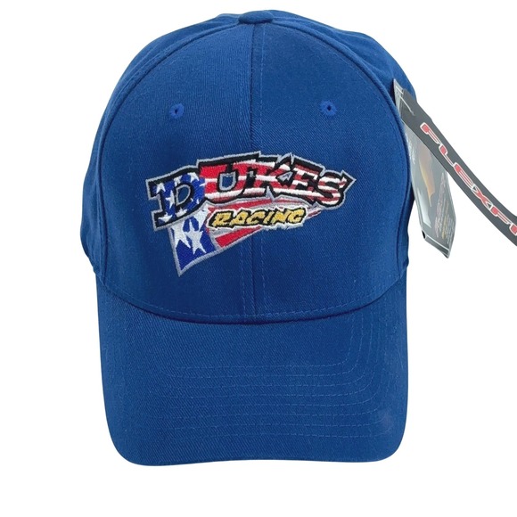 Flexfit Other - Flexfit Yupoong Dukes Racing Hat Royal Blue Embroidered USA Flag Cap L-XL NWT